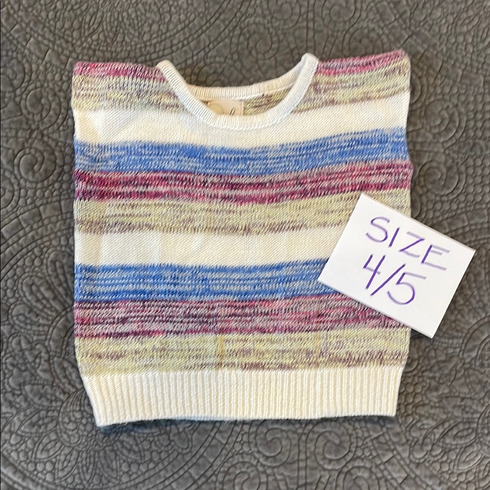 Peek Striped Multicolor Girls Sleeveless Sweater